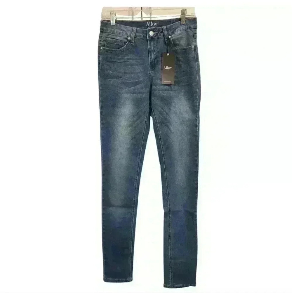 Alloy Apparel Siena High Waist Skinny Medium Wash Tall Denim Blue Jeans